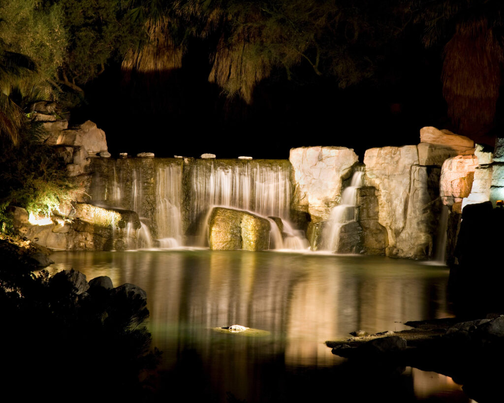 Palm Desert Christmas Lights on a fountain